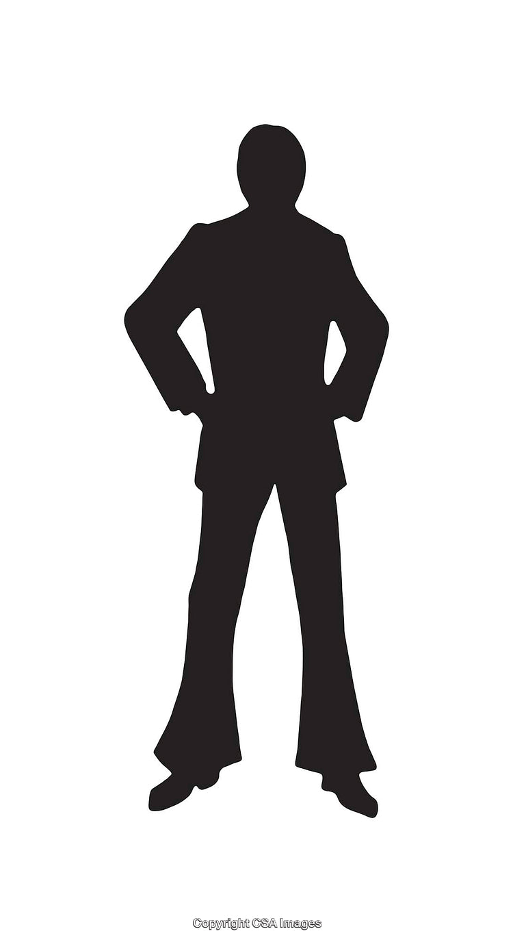 Silhouette of a Man Standing with Hands on Hips in Vintage Attire