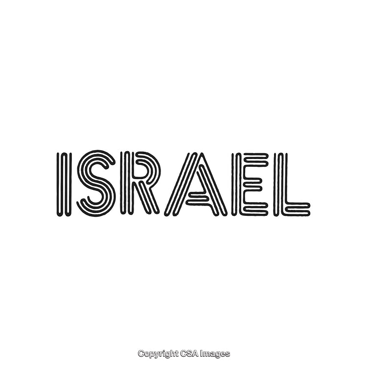 Creative Israel Typography Design Featuring Modern Line Art Style
