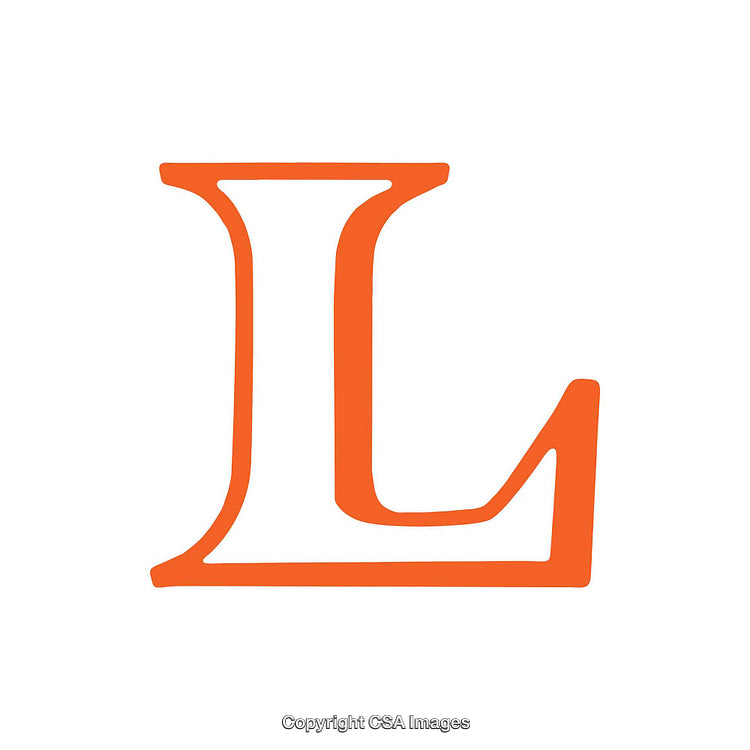 Bold Orange Initial 'L' on a White Background