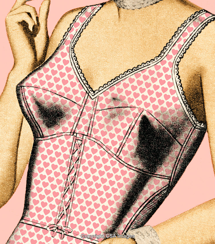 Vintage Illustration of Heart Patterned Corset with Retro Design Features