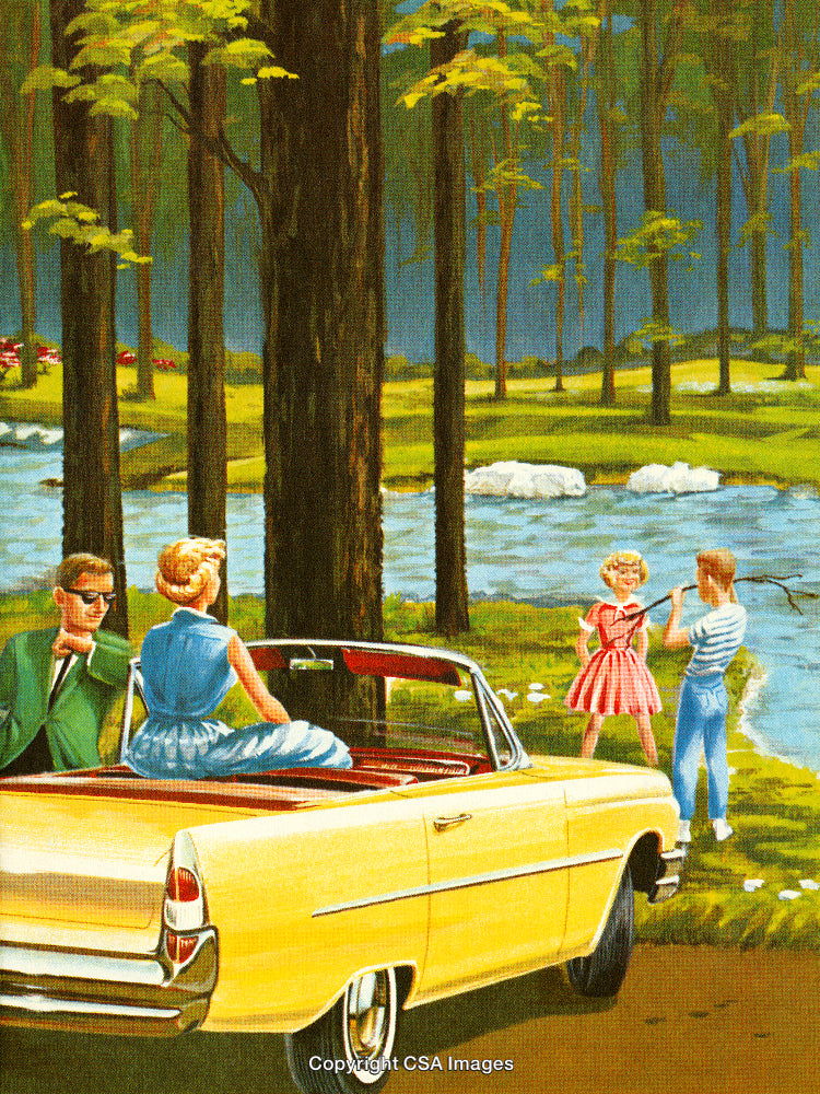 Group of Friends Enjoying a Scenic Outing by a Forest River
