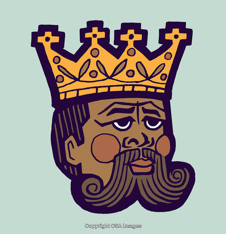 Colorful Illustration of a King with a Crown in Line Art Style