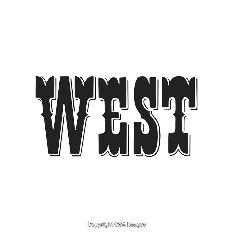 Vintage Western Style Typography Featuring the Word West in Bold Black Letters