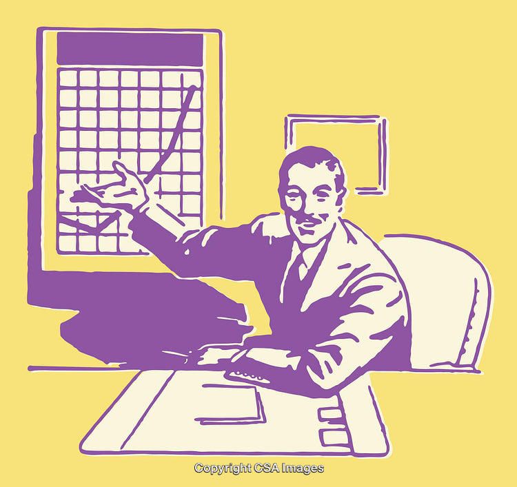 Illustrated Business Presentation In Colorful Line Art Drawing Style