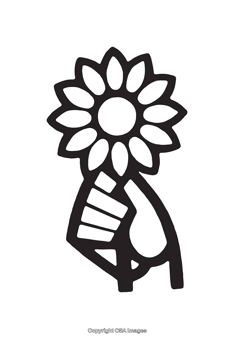 Black and White Line Art of Hand Holding a Vibrant Sunflower