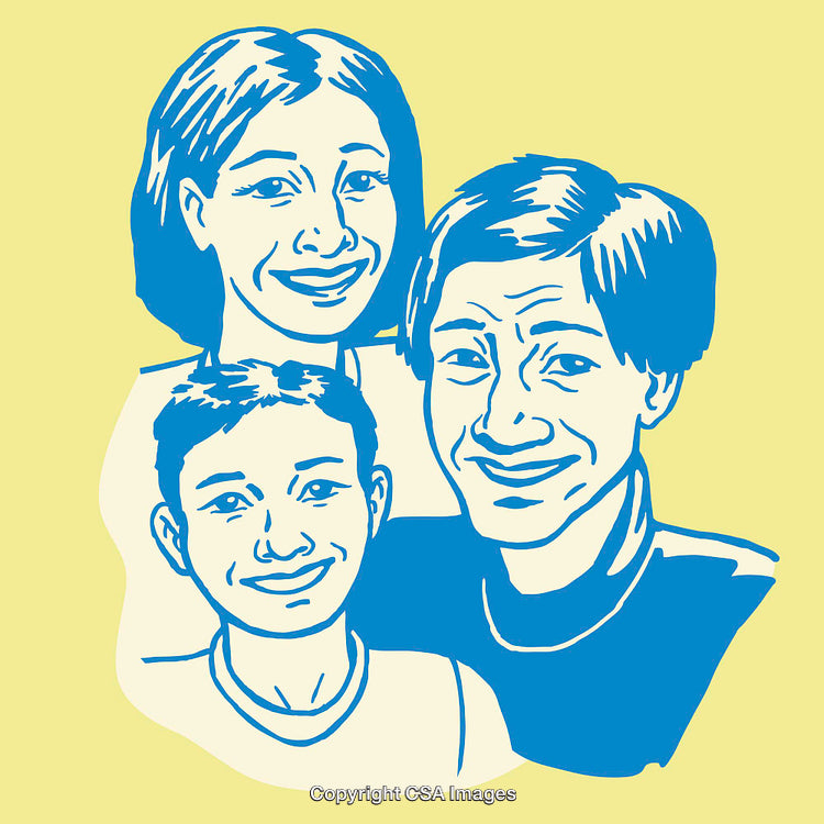 Illustration of a Smiling Family Depicting Joy and Togetherness