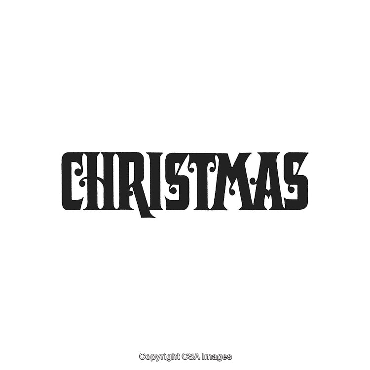Stylized Christmas Typography with Artistic Flair on White Background