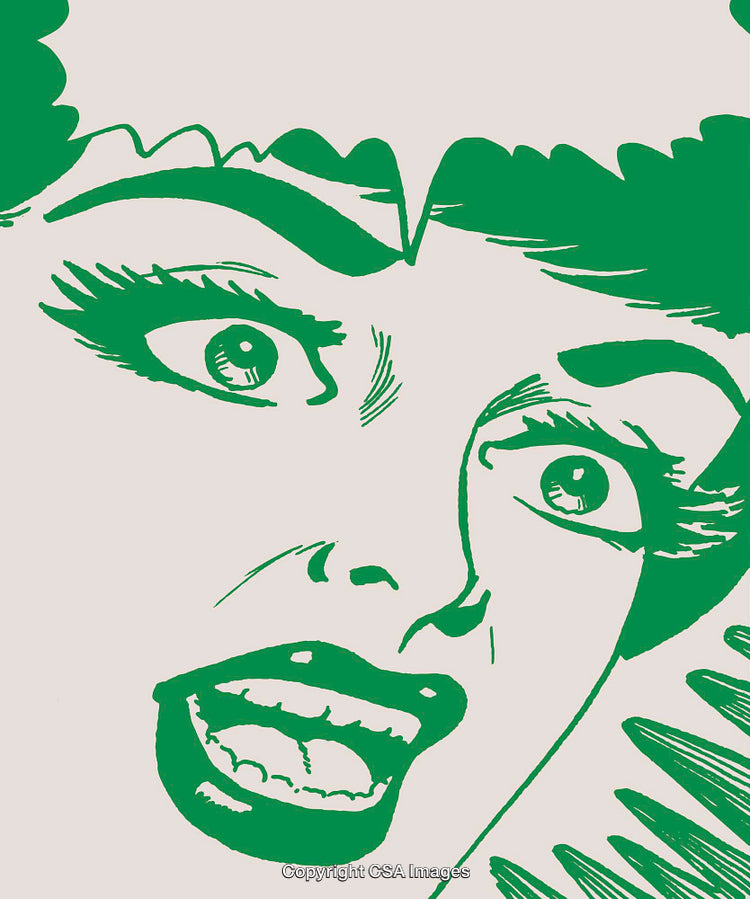 Retro Comic-Style Artwork Depicting an Expressive Female Linked with Pop Art