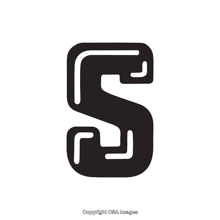 Stylized Black Letter S with Modern Typography Design