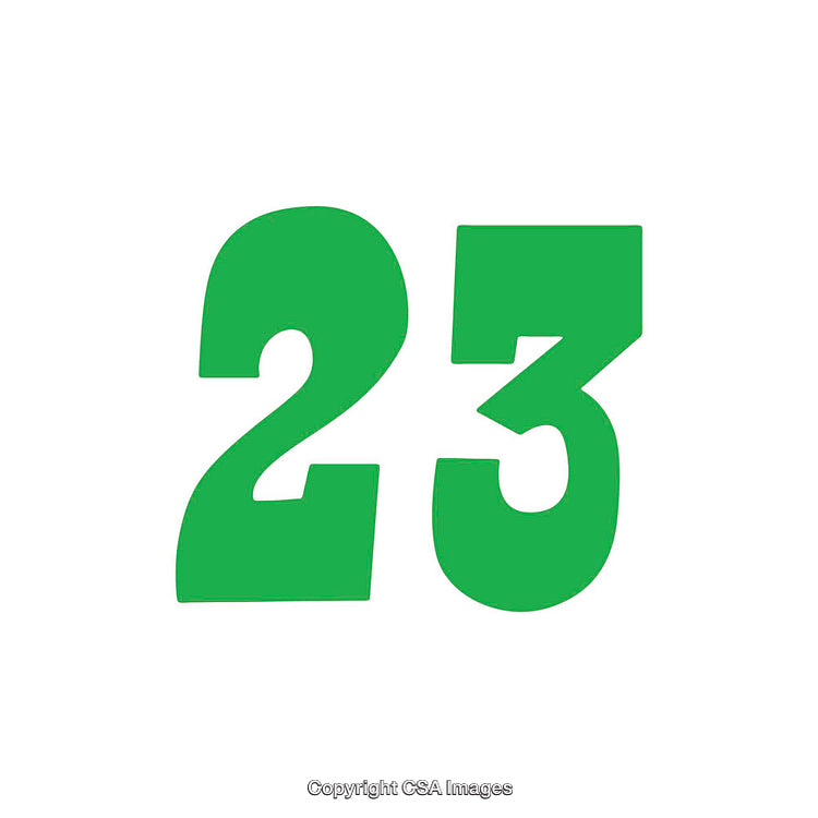 Green Number 23 on a White Background for Design and Decor