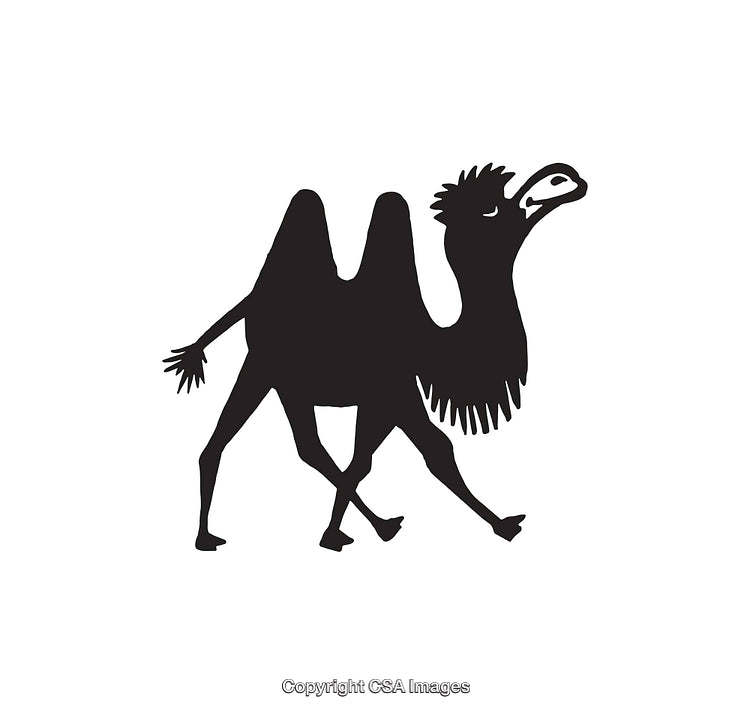 Silhouette Illustration of a Stylized Two-Humped Camel Design