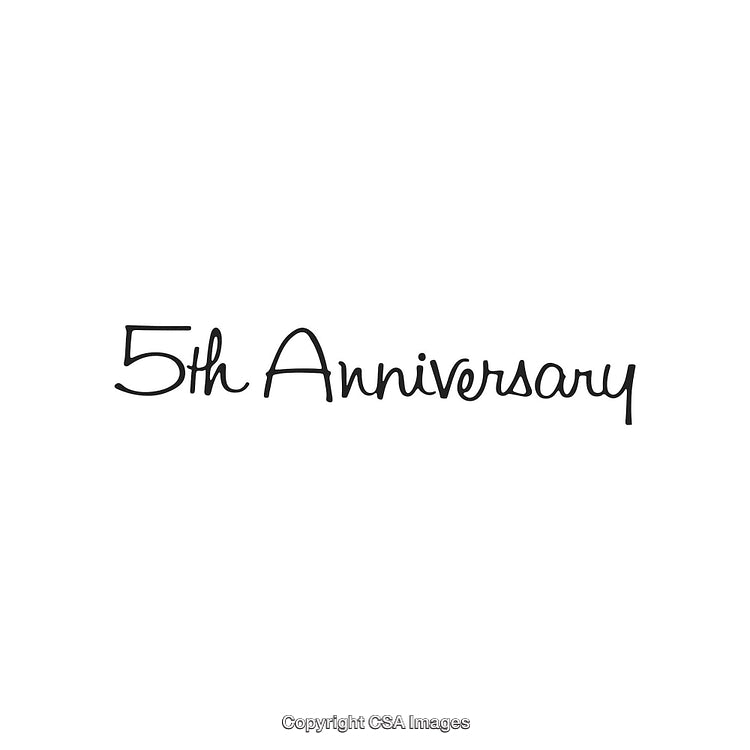 Elegant 5th Anniversary Typography Design with Happily Celebration Theme on White Background