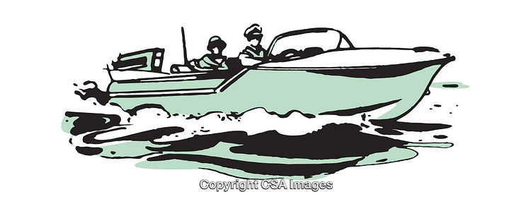 Vibrant Illustration of a Speedboat in Action on Calm Waters