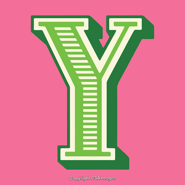 Stylized Green Letter Y On Contrasting Pink Background Art Design