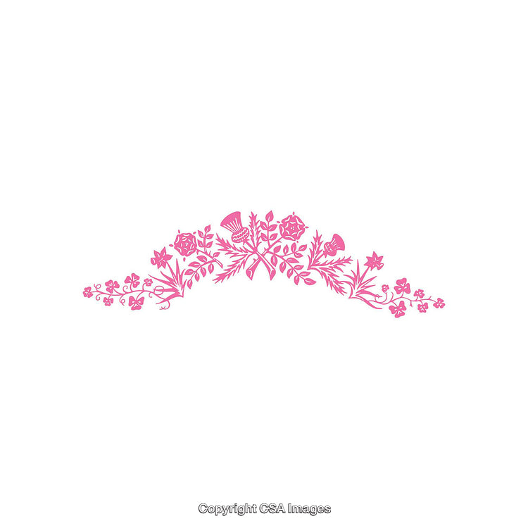 Elegant Pink Floral Design with Decorative Elements on White Background