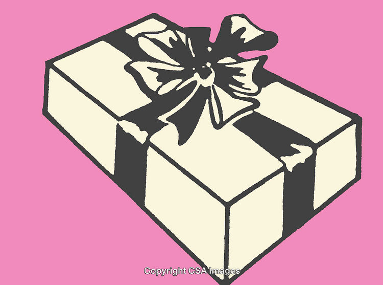 Color Line Art Illustration of a Gift Box with a Ribbon Bow