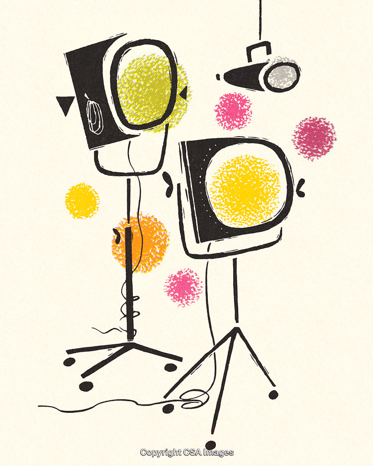 Colorful Abstract Drawing of Studio Lights with Creative Design Elements