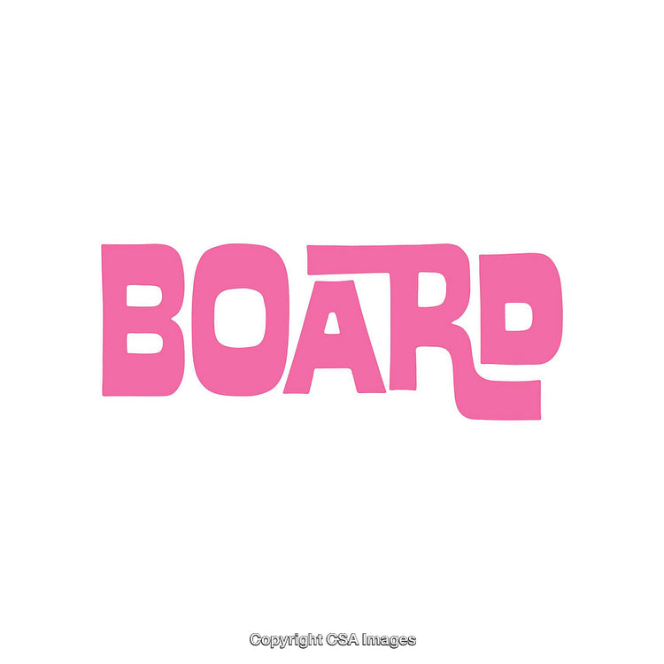 Bold Pink Typography Spelling 'Board' on White Background