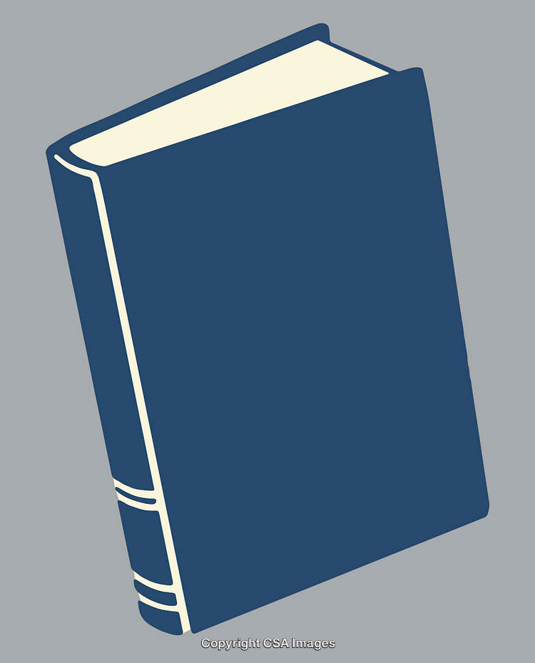 Blue Hardback Book Illustration on Grey Background