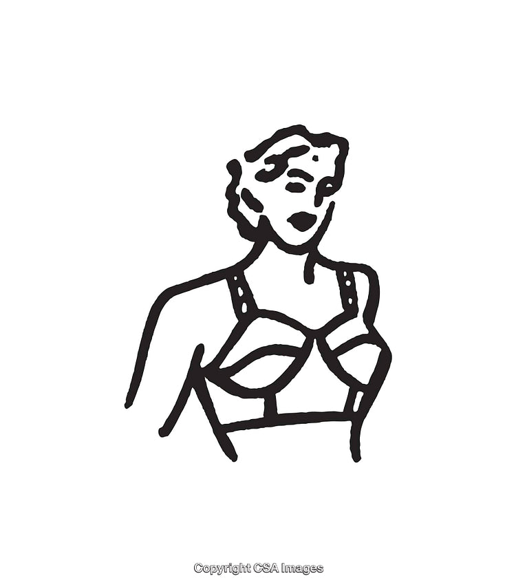 Black and White Line Art of Woman in Classic Style