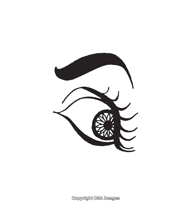 Black and White Line Art Illustration of a Detailed Eye Design
