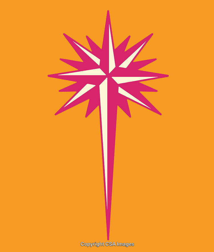 Vibrant Pink Radiant Starburst Icon on Orange Background