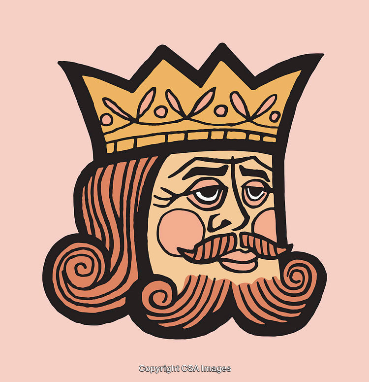 Colorful Illustrated Portrait of a Royal King with Golden Crown