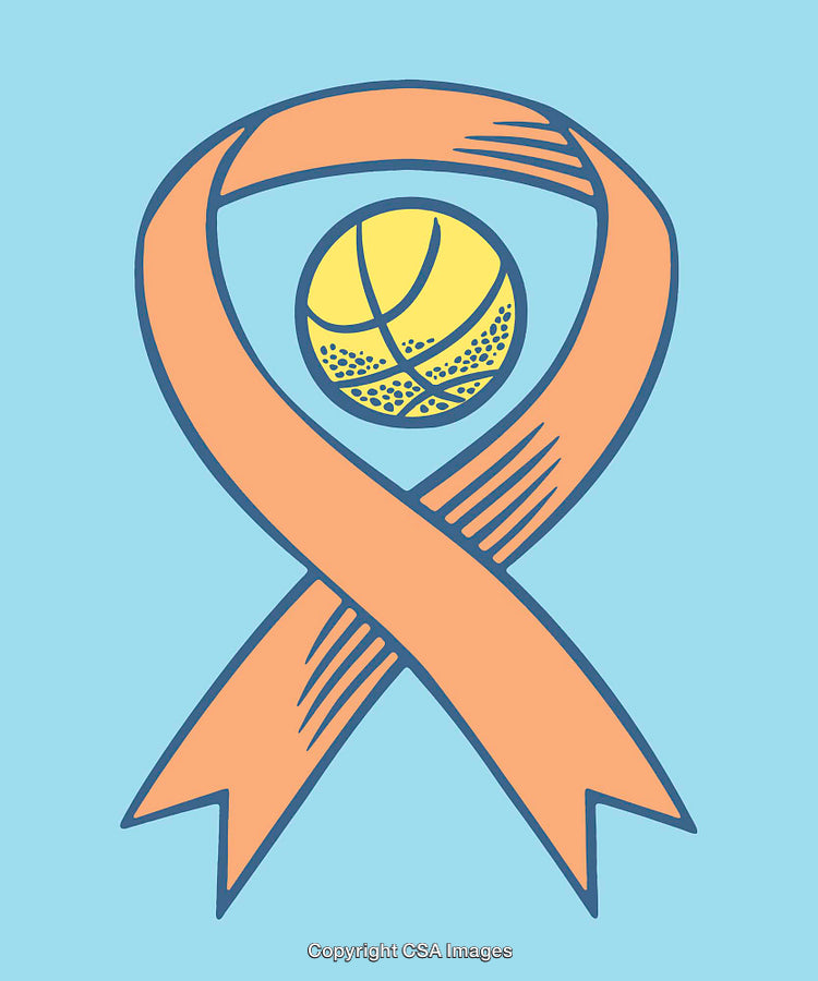 Basketball Ribbon Design in Orange and Blue Style