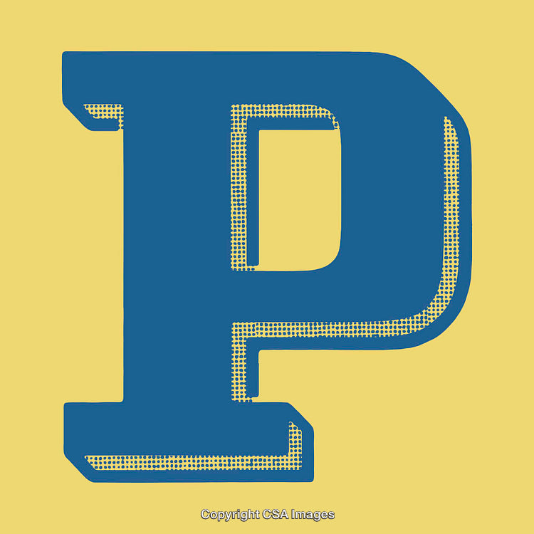 Stylish Blue Letter P on a Bold Yellow Background