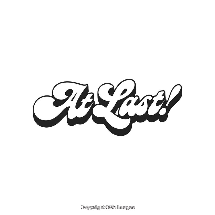 At Last! Retro Font Black and White Vector Design