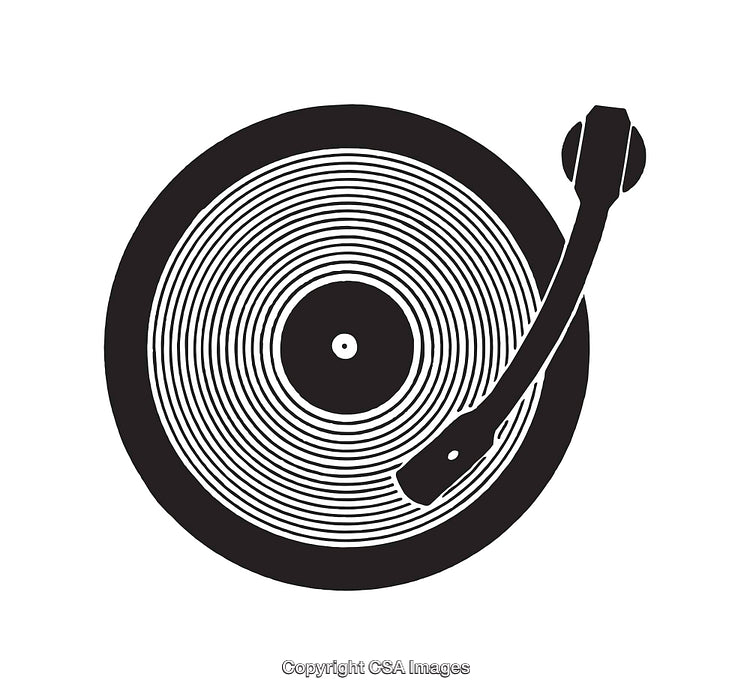 Stylized Black And White Icon Of A Record Player Top View