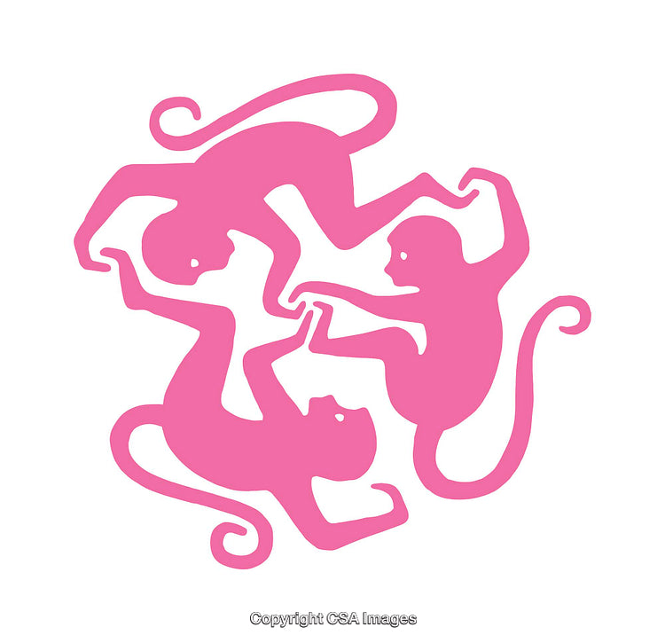 Playful Pink Monkey Silhouettes Forming a Whimsical Rotational Pattern