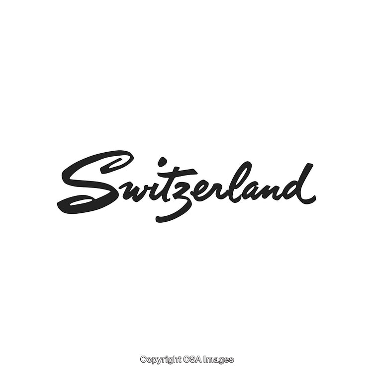 Handwritten Scripted Word Art of Switzerland in Stylish Black Font