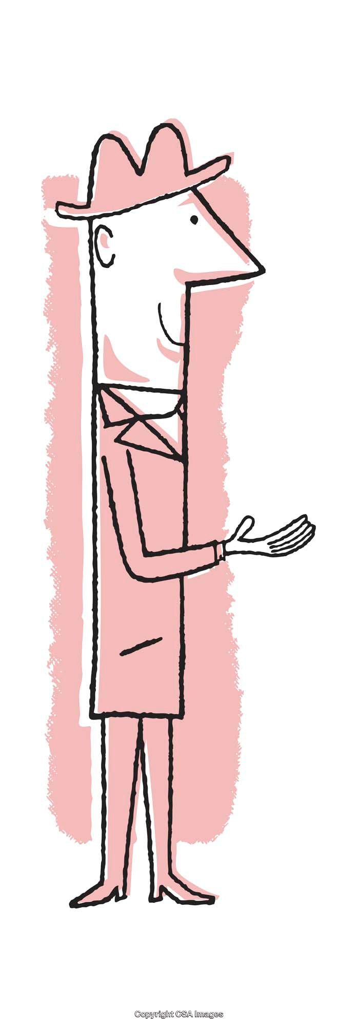 Illustration of a Smiling Character with a Hat in Pink Tones
