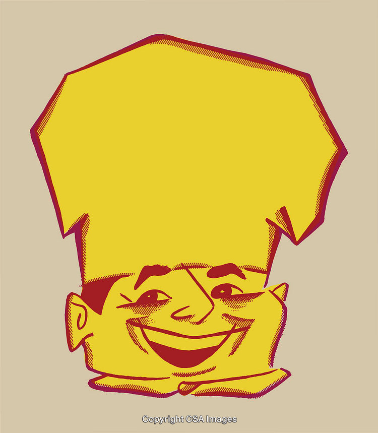 Colorful Line Art of Cartoon Character with Playful Face and Large Chef Hat