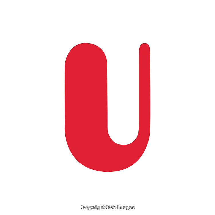 Red Lowercase U Letter Graphic Design on White Background