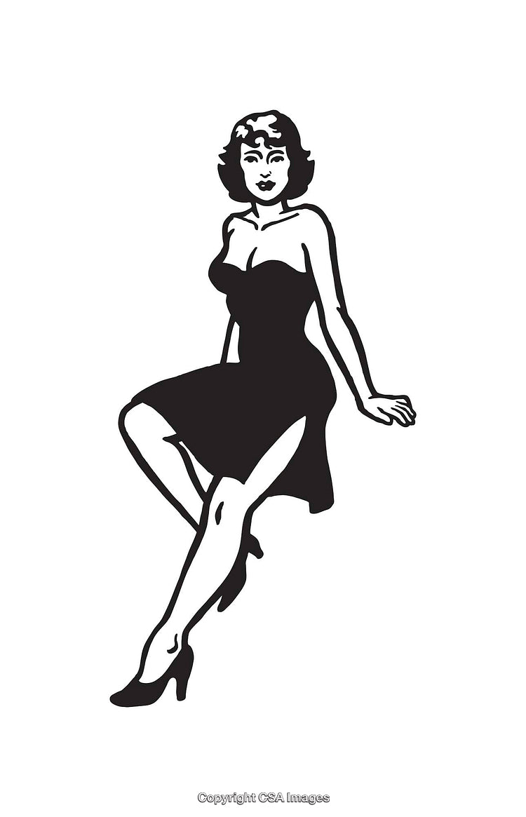 Retro Style Pin-Up Illustration With Vintage Aesthetic in Black and White