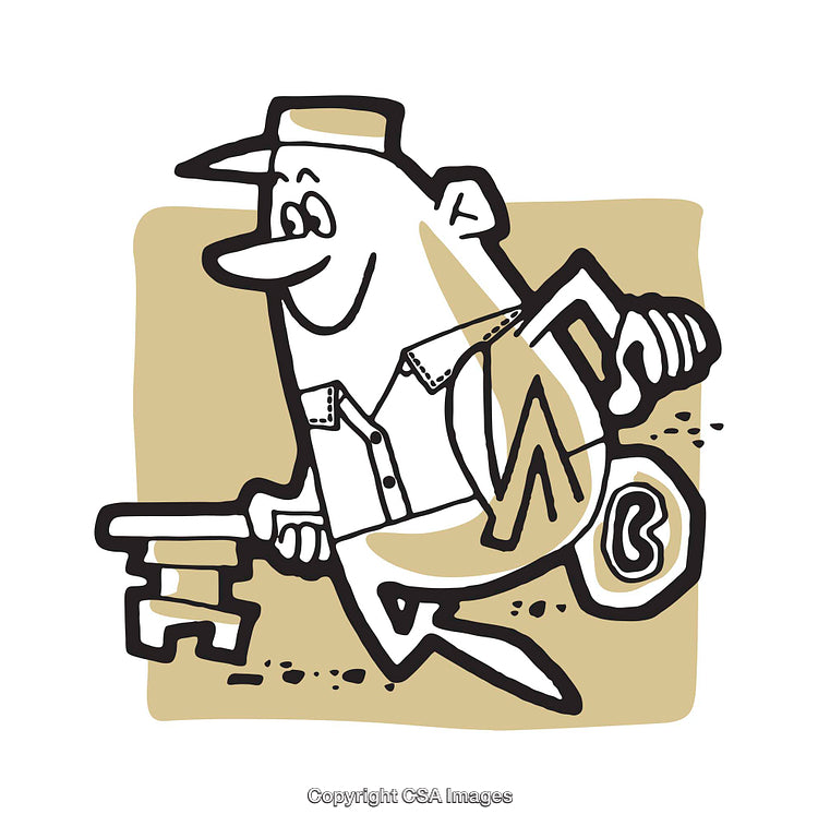 Cartoon Character Carrying a Key Featuring Snappy and Fun Illustration Style