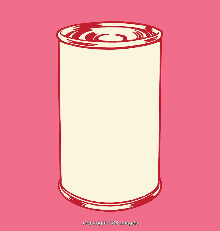 Artistic Line Art Illustration of a Red and White Food Can