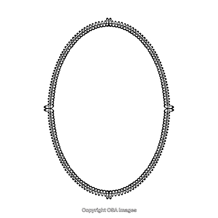 Decorative Black And White Intricate Oval Border Illustration