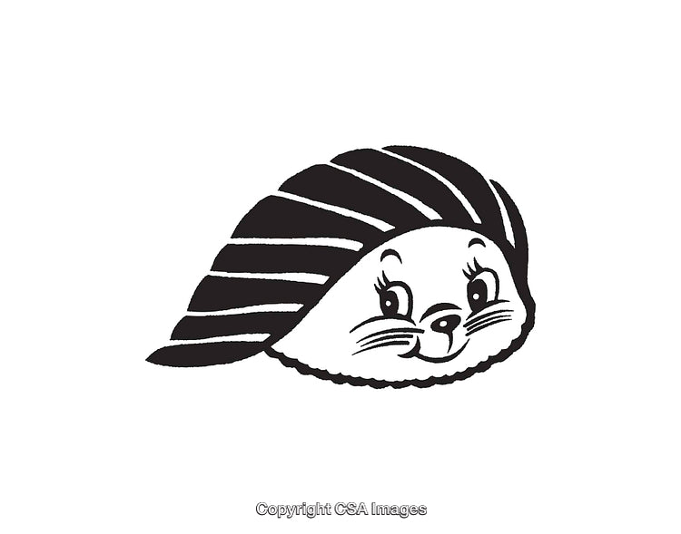 Cute Black and White Illustration of a Character with a Striped Appearance