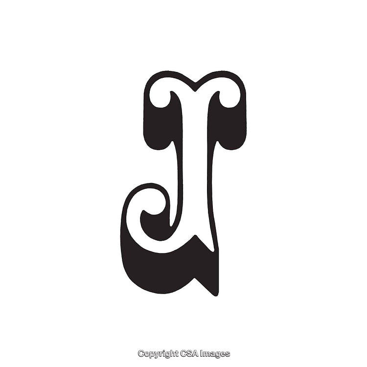 Monochrome Decorative Illustration Of The Artistic Letter J In Calligraphic Style