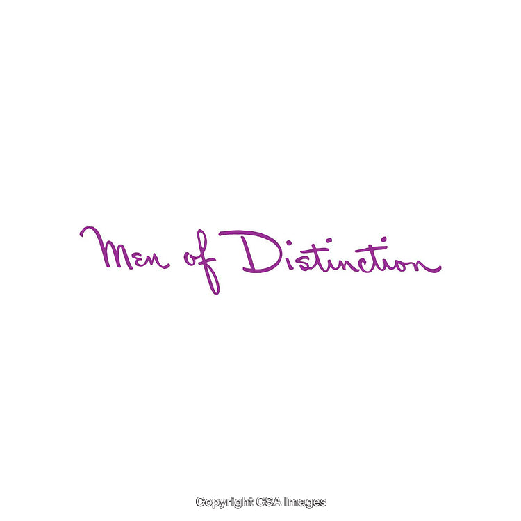 Elegant Handwritten Text Reading 'Men of Distinction' in Violet Script