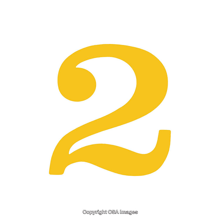 Yellow Number Two Isolated Against a Clean White Background