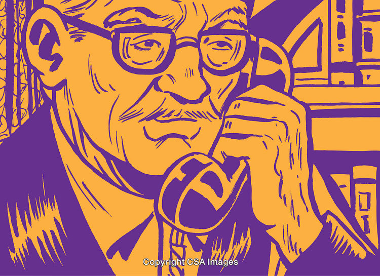 Artistic Illustration of a Man Talking on a Telephone
