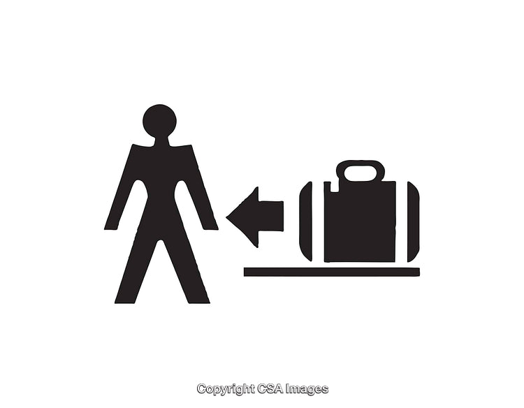 Black and White Icon Representing Luggage and Traveler