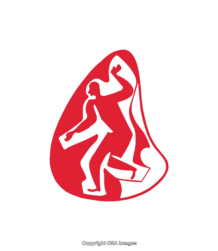 Abstract Red Icon Featuring Human Silhouette in Artistic Style