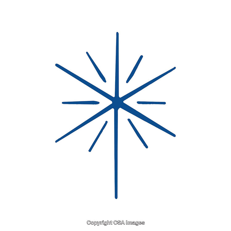 Blue Geometric Snowflake Star Icon on White Background