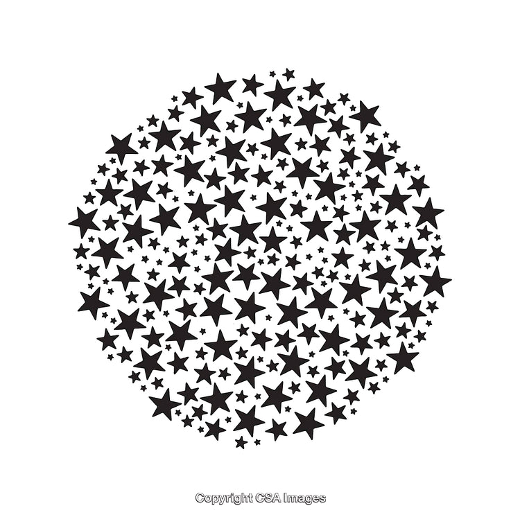Abstract Circular Pattern of Stars in Black and White Design
