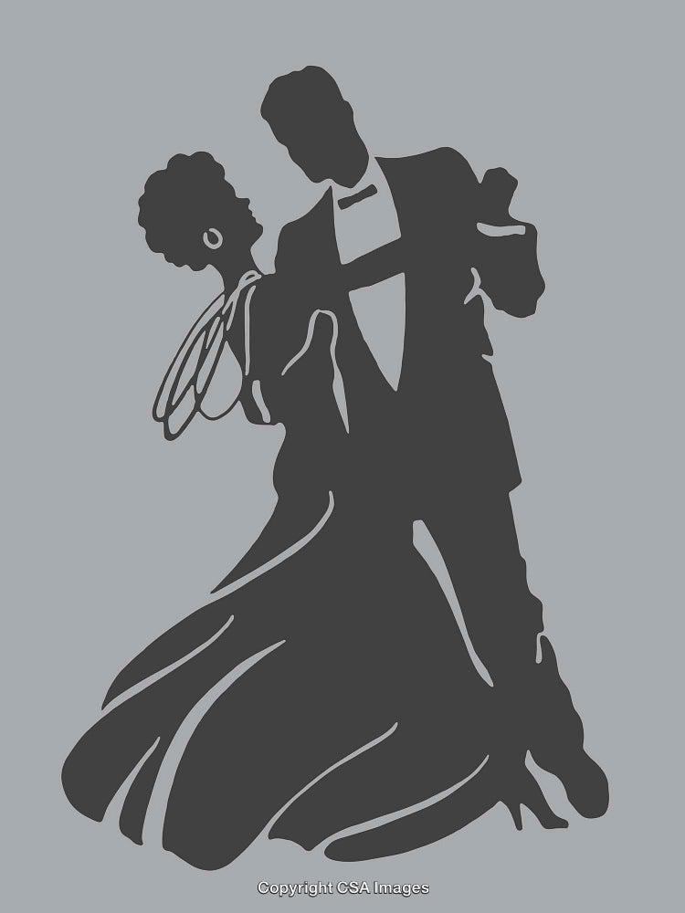 Elegant Silhouette of a Couple Dancing Gracefully in Formal Attire